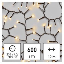 EMOS D4BW03 LED vánoční řetěz, ježek, 12 m, IP44, teplá bílá, čas.