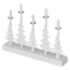 EMOS DCAW14 LED svícen, vánoční stromy se svíčkami, 24 cm, 2xAA, teplá bílá, čas.