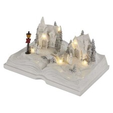 EMOS DCLW21 LED vánoční vesnička, kniha, 12,5 cm, 3xAA, teplá bílá
