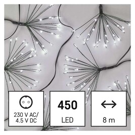 EMOS D3AC10 LED vánoční girlanda –  nano svítící trsy, 230VAC studená bílá