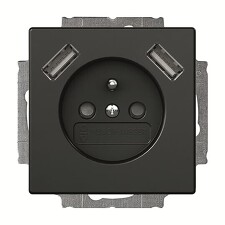 ABB 2CKA002017A1894 FUTURE Zásuvka 1násobná, bezšroub., 2x USB nabíjení; mechová černá