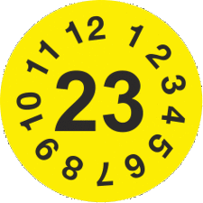 STRO.M POZ28A_23 Kontrolní štítek rok 2023 (datumovka) průměr 2cm (arch 90ks)