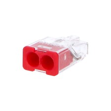 ELEMAN 1014680 Svorka krabicová PC212S bezšroubová 2x 0,2-2,5 mm2, transparentní/červená