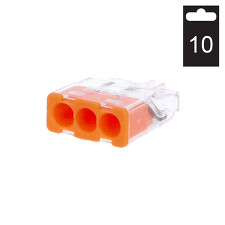 ELEMAN 1014691 Svorka krabicová PC213S/10 bezšroubová 3x 0,2-2,5 mm2, tr./oranžová (bal=10ks)