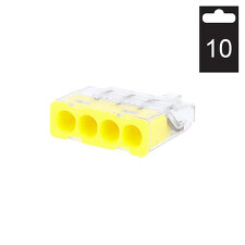 ELEMAN 1014692 Svorka krabicová PC214S/10 bezšroubová 4x 0,2-2,5 mm2, tr./žlutá (bal=10ks)