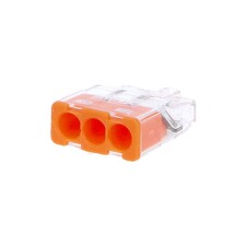 ELEMAN 1014681 Svorka krabicová PC213-S bezšroubová 3x 0,2-2,5 mm2, transparentní/oranžová