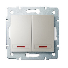 KANLUX 24952 DOMO Dvojité tlačítko s LED - perleťově bílá