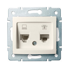KANLUX 24817 DOMO Zásuvka datová-telefonní, (RJ45Cat 6+RJ11) - krémová