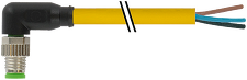 MURR 7000-08021-0200300 M8 M úhlový / volný konec PUR/PVC, žlutý, delka 3m