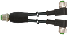 MURR 7004-40741-6130030 M12 M přímý / 2x M12 F úhlový - ocel V4A Y-kabel, PVC, černý, délka 0,3m