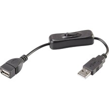 RENKFORCE RF-3322982 USB kabel USB 2.0 USB-A zástrčka, USB-A zásuvka 0.25 m černá vč. spínače
