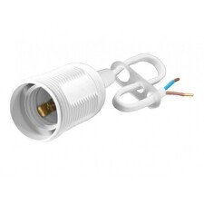 SEZ-KROMPACHY Plastová objímka vnější závit + kabel E27 bílá *D.3006MA