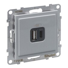 LEGRAND 721330 SUNO USB nabíječka dvojitá typ A+C, hliník