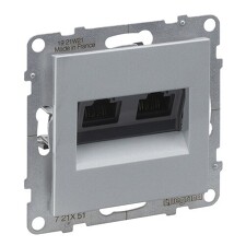 LEGRAND 721351 SUNO datová zásuvka 2x RJ45 CAT.5e, UTP nestíněnná, beznástrojová LCS3, hliník