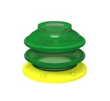PIAB BX20P.4K Přísavka DURAFLEX® průměr 21mm,polyuretan 30/60° Shore A, žlutá/zelená samostatná gumová část