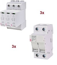 ETI 001105454 AKC_FV_3+3  3x svodič 002440580 ETITEC EM T12 PV 1100/6,25 Y + 3x odpojovač 002540203 EFH 10 DC 2p