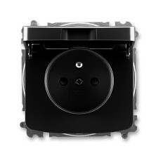 ABB 6619A-A06397 N, TANGO Zásuvka jednon. s ochranným kolíkem, s cl., s víčkem 2CHA196397A4509 černá