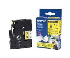 BROTHER TZe-FX611 Páska žlutá / černá (6mm,s flexibilní páskou, 8m)