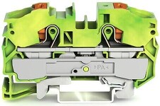 WAGO 2216-1207 TOPJOBS 2vodičová řadová svorka 16 mm2 pro ochranný vodič s ovládacím tlačítkem, zeleno-žlutá