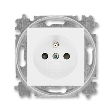 ABB 6619H-A06357 03, LEVIT Zásuvka jednonásobná s ochranným kolíkem, s clonkami, bílá / bílá