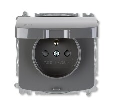 ABB 6619A-A06997 S2, TANGO Zásuvka jednonásobná s ochranným kolíkem, s cl., s víčkem IP44; kouřová šedá