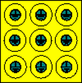 STRO.M DT012a) Znak uzemnění v kruhu (žluté mezikruží pr.2cm, zelený kruh 1cm ar90 (fólie)