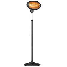 SOLIGHT IR03 Infrazářič přenosný na terasu, nastavitelný výkon 650W/1300W/2000W, nastavitelný úhel 0° - 45° a výška stojanu 180-210 cm, ovladač ovládáný provázkem, černá, IPX4