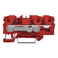 WAGO 2206-1303 TOPJOBS 3vodičová průchozí svorka s ovládacím tlačítkem 6 mm², Ex e II, rudá