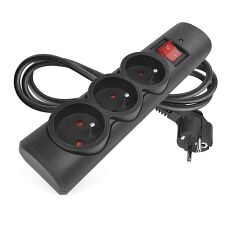 EMOS P54014 Přepěťová ochrana – 3 zásuvky, 1,5 m, černá