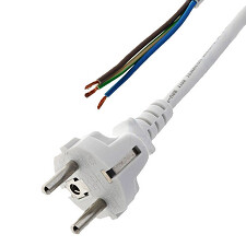 TEKACABLE AK 86 3159-3-1/5 Přívodní kabel H05VV-F 3G1,5B s přímou vidlicí L=5m PVC bílá