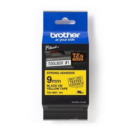 BROTHER TZE-S621 Páska žlutá / černá (9mm, laminovaná, extrémně adhezivní, 8m)