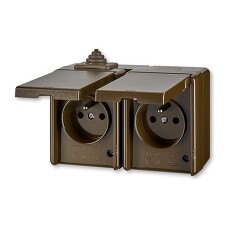 ABB 5518-2029 H PRAKTIK Zásuvka dvojnásobná, IP44 ,hnědá