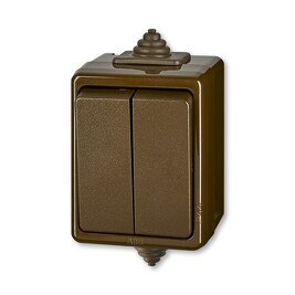 ABB 3553-52929 H PRAKTIK Přepínač střídavý dvojitý, řazení č.6+6, IP44 ,hnědá