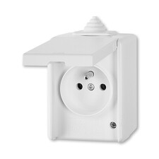 ABB 5518-2929 B PRAKTIK Zásuvka jednonásobná s víčkem, IP44 ,bílá