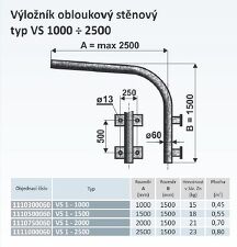 AMAKO 0212500060 VS 1 - 2500 Stěnový výložník obloukový