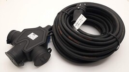 230V/16A/IP44/3Z/15 Kabel 15m 3x1,5mm gumová vidlice a trojzásuvka