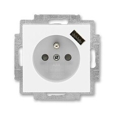 ABB 5569H-A02357 01, LEVIT Zásuvka 1násobná, s cl., s USB nab.; bílá/ledová bílá