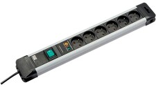 BACHMANN 330.104CZ Zásuvková lišta 6x230V 1x vypínač 1x přepěť. ochrana 2,0m, stříbrná