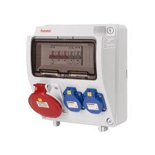 FAMATEL v185 ZSF20001000.0 /3957 Zásuvková skříň 2x230V+1x400V 32A 5p IP44 jištěná bez chrániče - přístroje Eaton