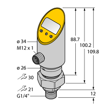 TURCK 6832683 PS100R-504-2UPN8X-H1141 hlídač tlaku, 2x PNP, (100 bar), otočný