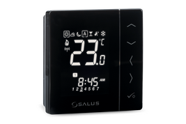 SALUS VS20BRF Bezdrátový termostat 4v1, černý, nástěnný, 4xAAA, 2,4 GHz