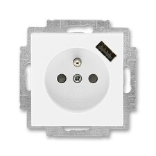 ABB 5569H-A02357 03, LEVIT Zásuvka 1násobná, s cl., s USB nab.; bílá/bílá