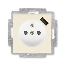 ABB 5569H-A02357 17, LEVIT Zásuvka 1násobná, s cl., s USB nab.; sl.kost/bílá