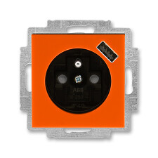 ABB 5569H-A02357 66, LEVIT Zásuvka 1násobná, s cl., s USB nab.; oranžová/kouř. černá