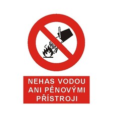 STRO.M 4301-07-02 Nehas vodou ani pěnovými přístroji A6 (samolepka)