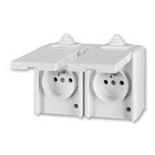 ABB 5518-2069 B PRAKTIK Zásuvka dvojnásobná pro průb.montáž, IP44 ,bílá